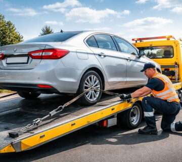 Chargement d'une voiture sur dépanneuse