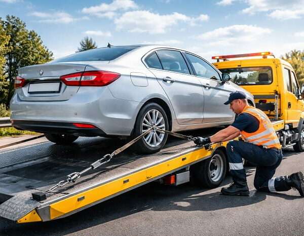 Chargement d'une voiture sur dépanneuse